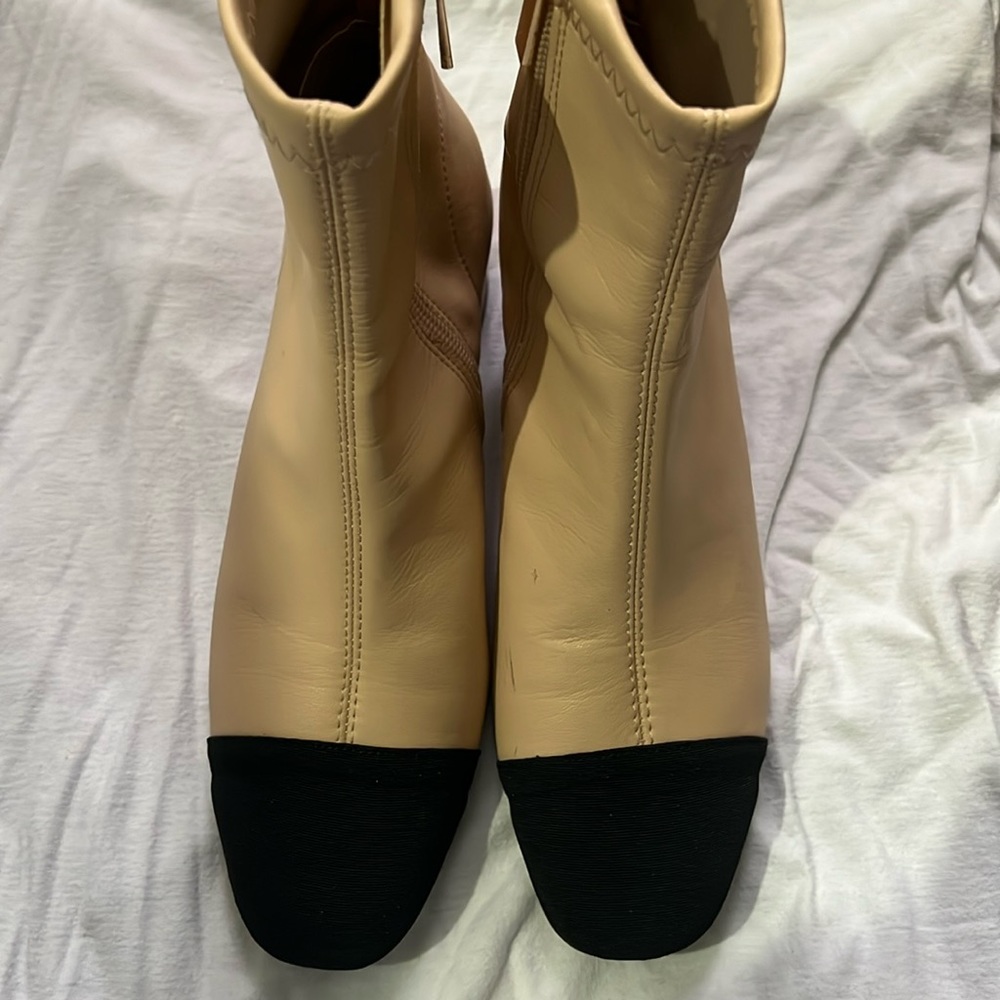 Ankle Boots CC sz 39 (7.5 US)- Nude Cream with black toe tip